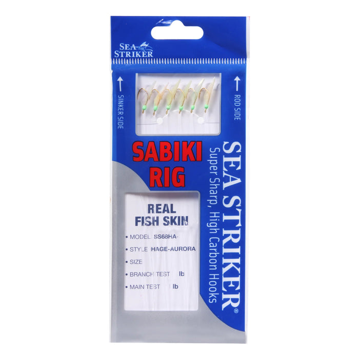 Sea Striker Pro Sabiki Rigs - Fish Skin w/ Green Beads
