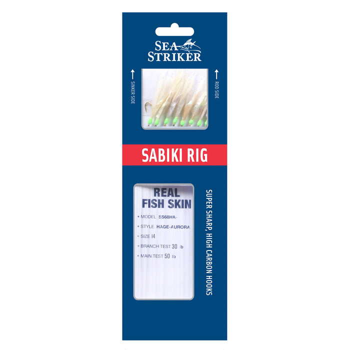 Sea Striker Pro Sabiki Rigs - Fish Skin w/ Green Beads