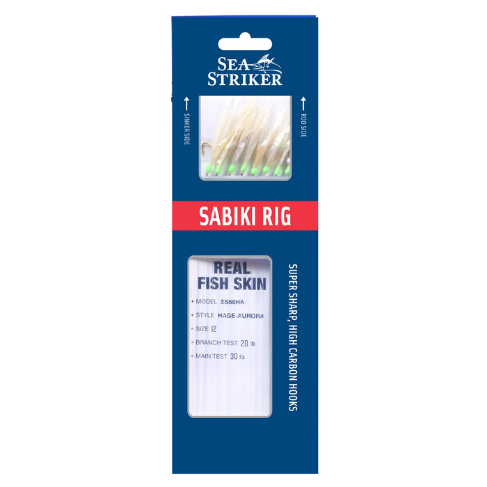 Sea Striker Pro Sabiki Rigs - Fish Skin w/ Green Beads