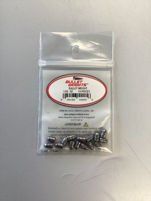 Bullet Weights Natural 1/32oz Ziplock 15Bg