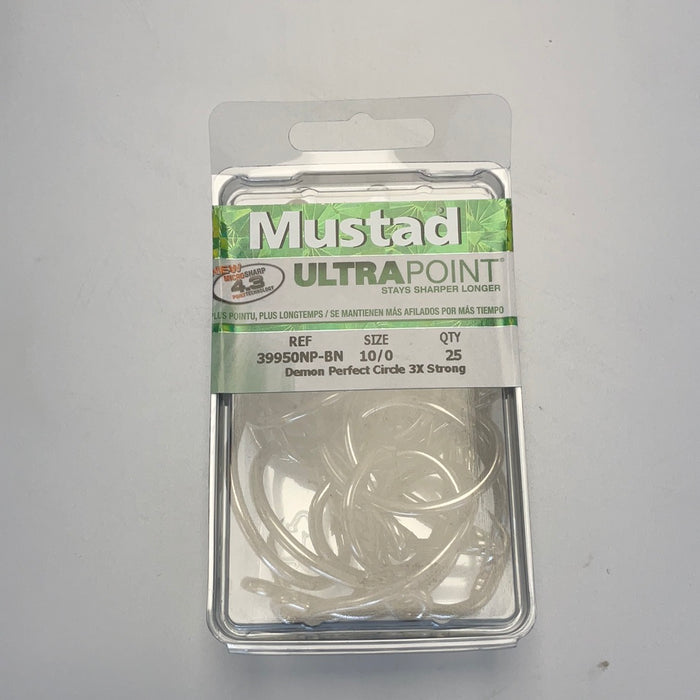 Mustad Demon Perfect Circle Fishing Hook - In-Line, 3X Strong, Size 10/0