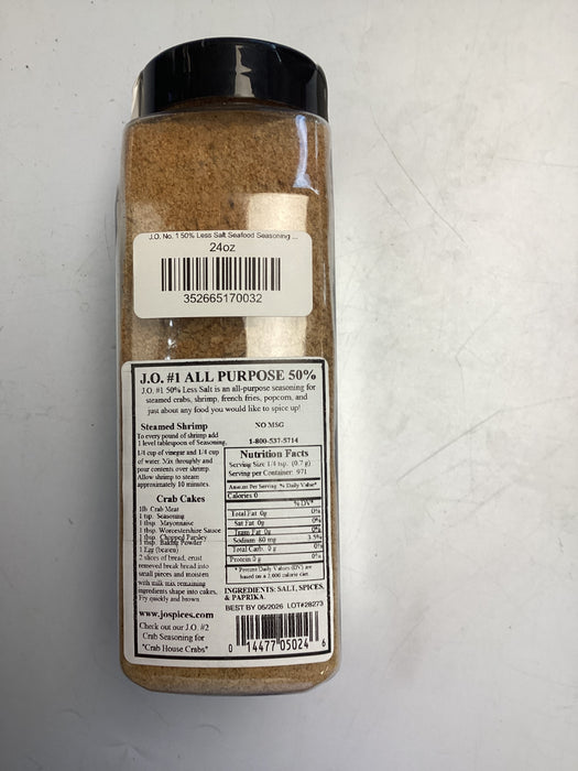 J.O. No. 1 50% Less Salt Seafood Seasoning - 12oz or 24oz Bottle