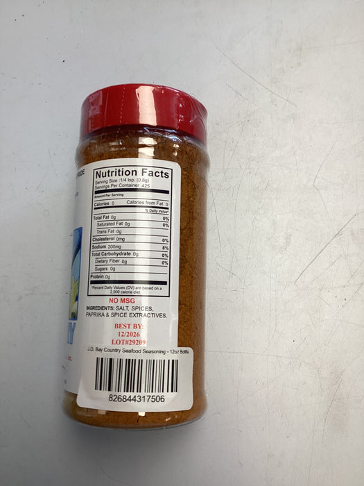 J.O. Bay Country Seafood Seasoning - 12oz Bottle