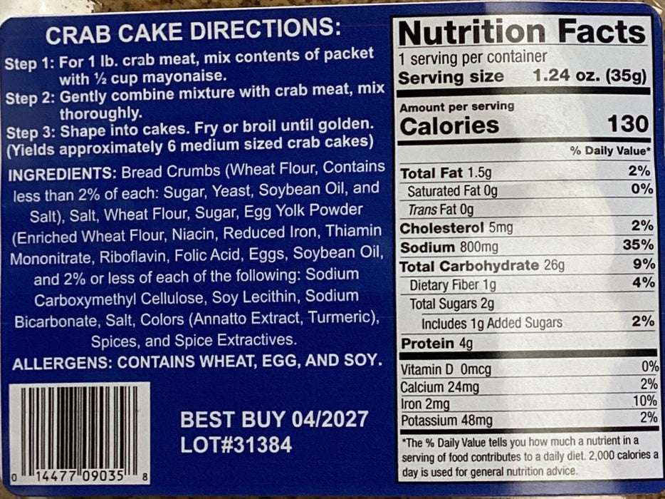 J.O. Crab Cake Mix 1.24oz
