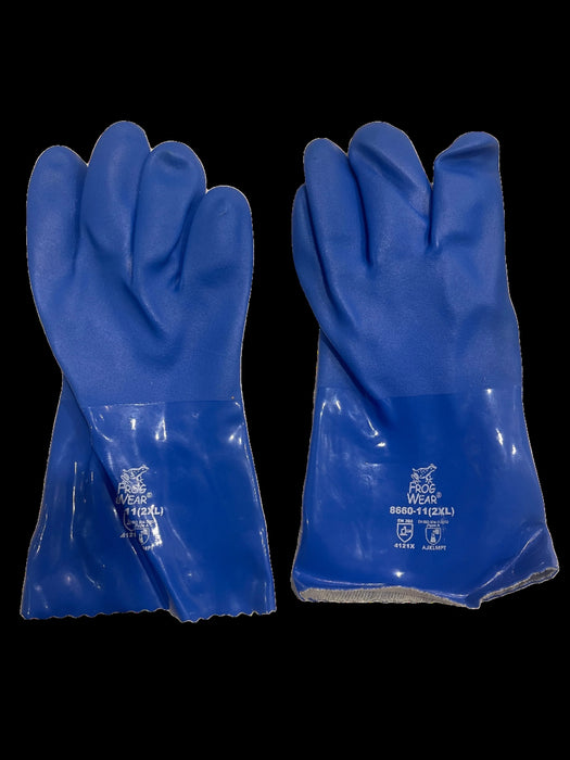 Flexible Blue Seamless Triple Dipped PVC Glove